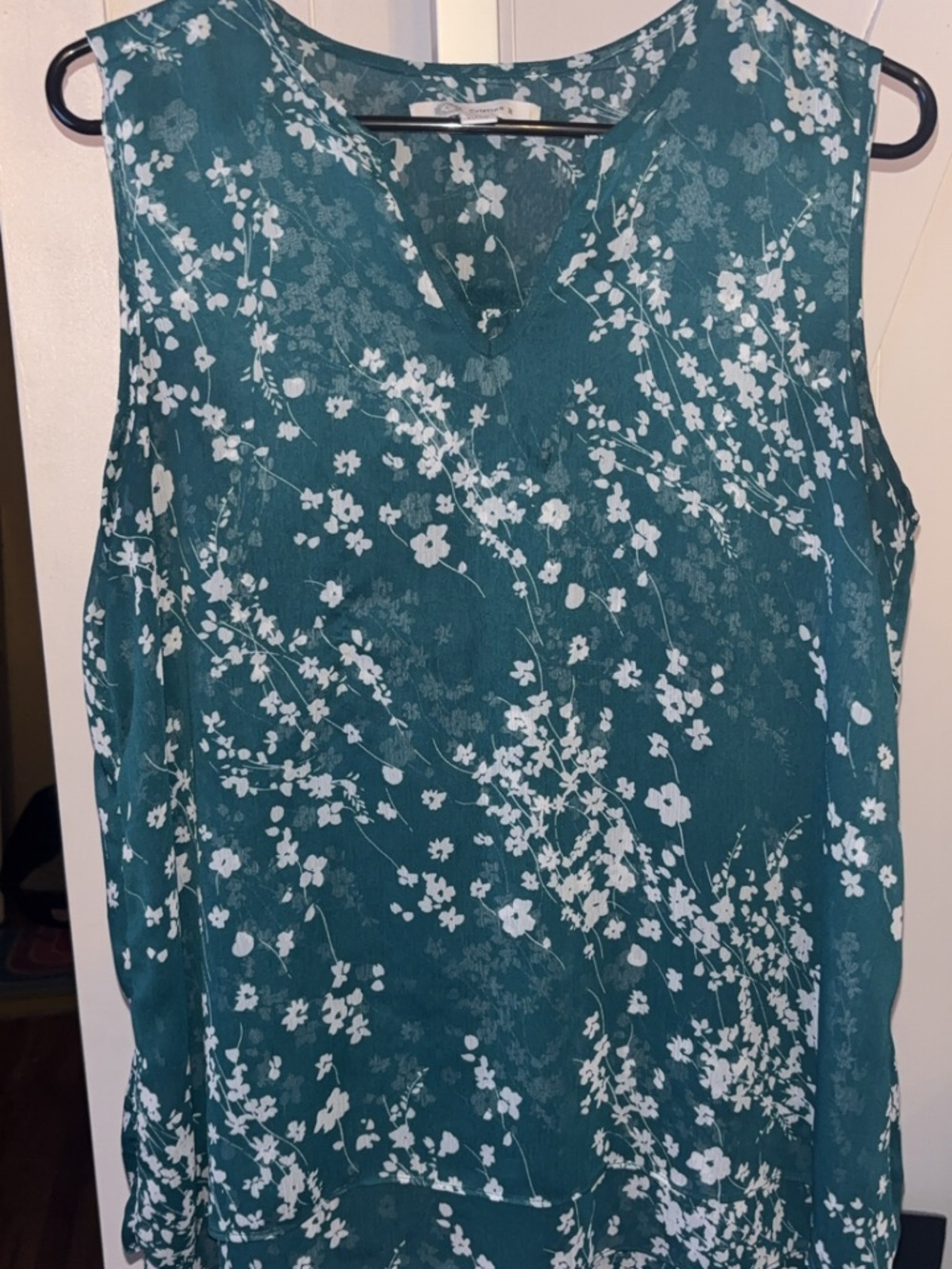 Teal Floral V-Neck Sleeveless Camisole
